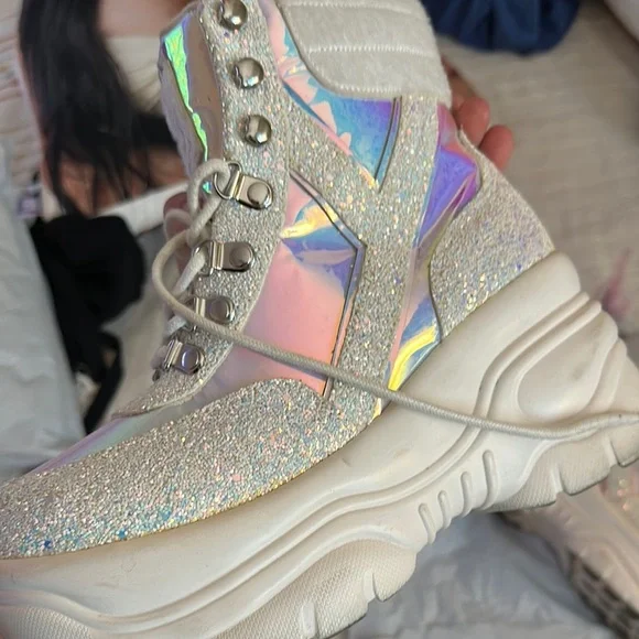 Dolls Kill Holographic Glitter Platform Sneakers - Picture 5 of 6